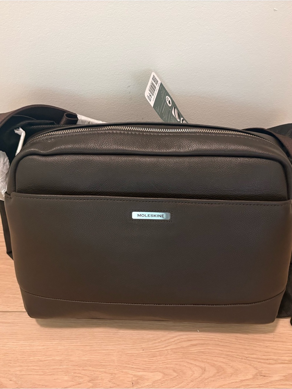 Moleskine Brown Leather Messenger Bag, NWT